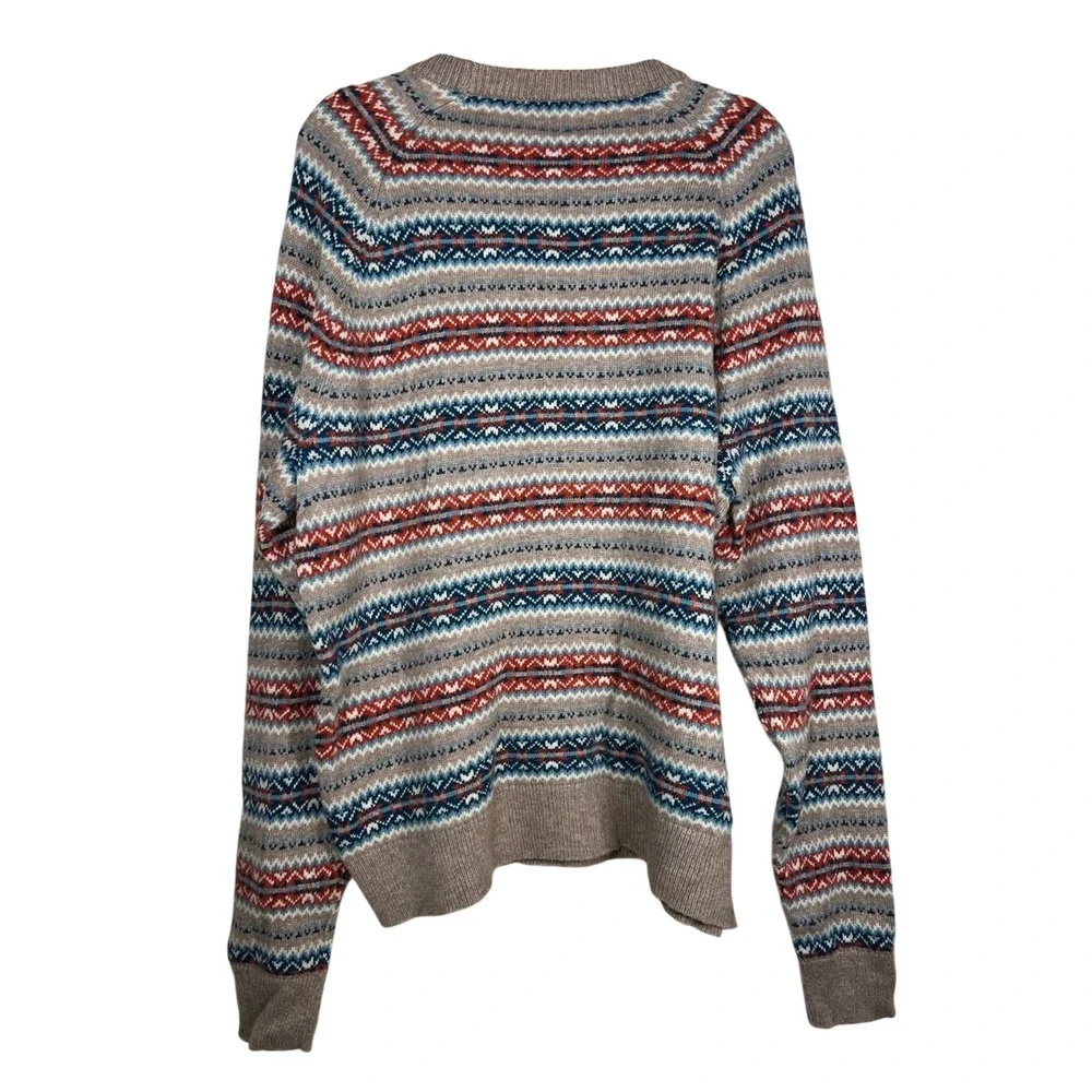 J.Crew Men's Nordic‎ Fair Isle Lambswool Crewneck Sweater XL Very Good/Excellent